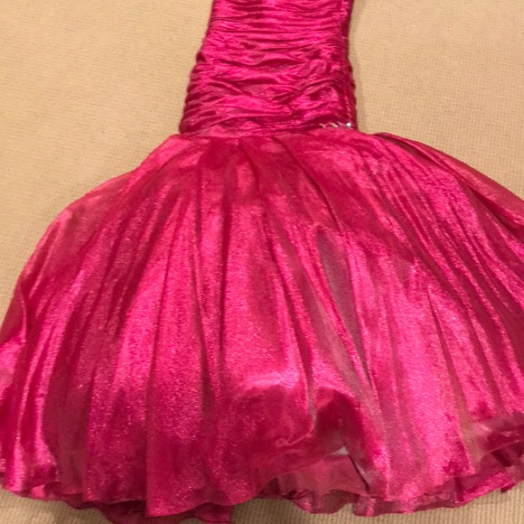 HOTPINK LONG STRAPLESS GOWN MERMAID STYLE WITH JEWELS - Picture 2 of 8